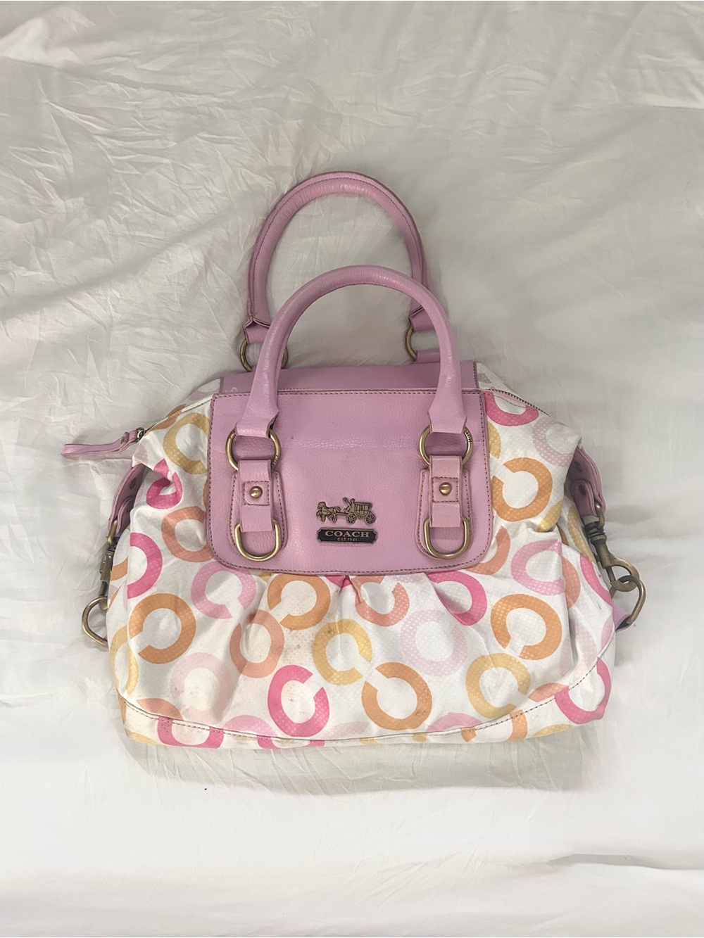 Vintage Coach Logo Print Satchel Bag
